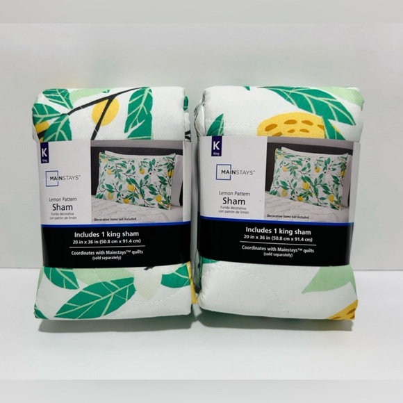 🆕 Mainstays Lemon Yellow Striped Polysester Pillow Shams - King 2 Packs - Picture 4 of 6